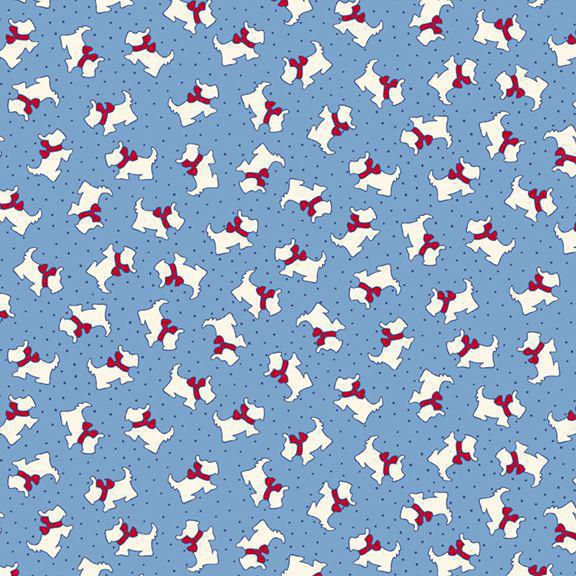 Aunt Grace Scottie Dogs Blue