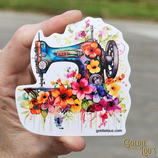 Floral Sewing Machine Featherweight Blue Sticker