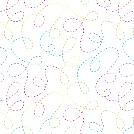 One Stitch Two Stitch - Stitched Curlicues White Multi