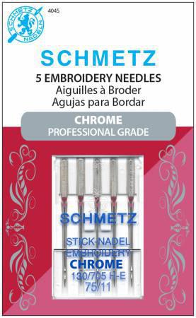Chrome Embroidery Schmetz Needle 5 ct, Size 75/11