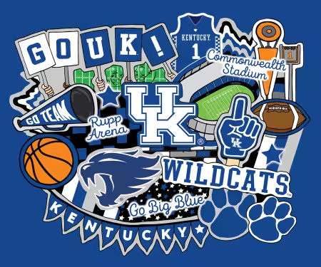 NCAA Kentucky Doodle Panel Cotton 36inx 43in