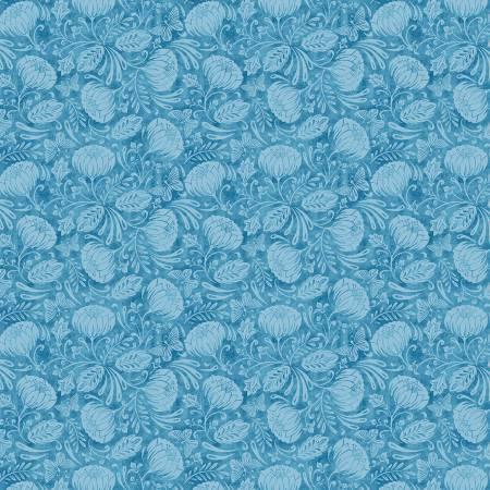 Whimsy II - Packed Tonal Floral Medium Blue