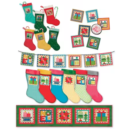 Home Town Holiday Holiday Stockings by Lori Holt - Machine Embroidery USB