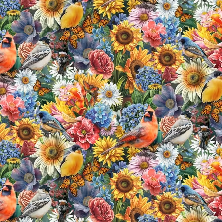 Large Floral and Birds
