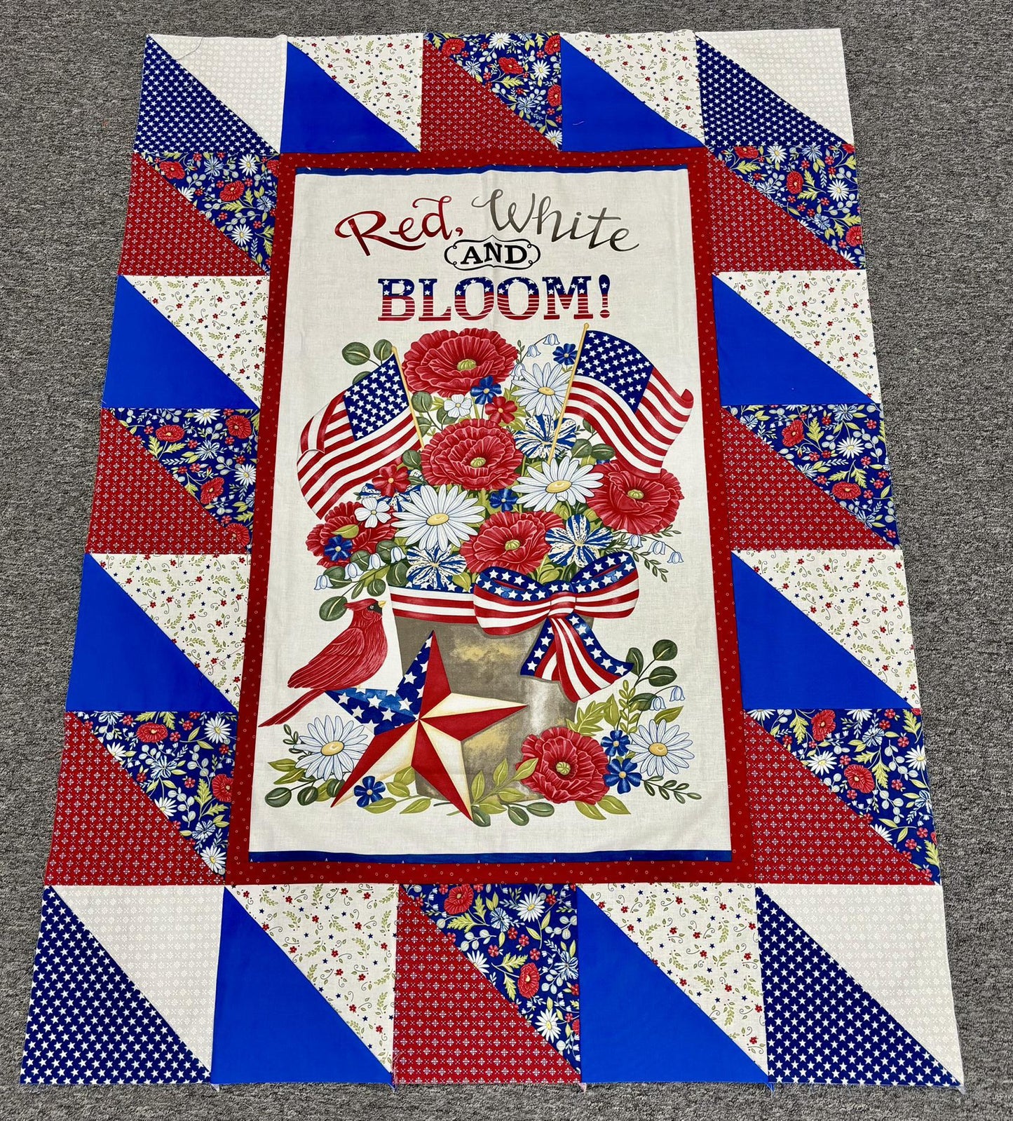 Red White & Bloom Quilt Top