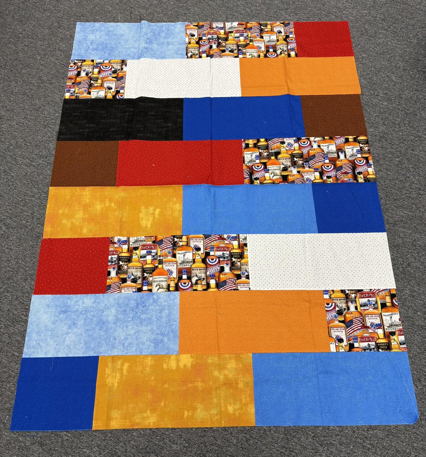 Bourbon Bottles Quilt Top
