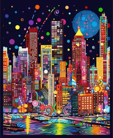 Metro Mirage Black City Skyline Panel 36"