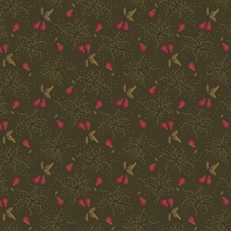 Scrap Basket Green Burnished Pear Sprigs