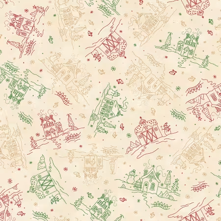 Christmastime Red & Green Cottages