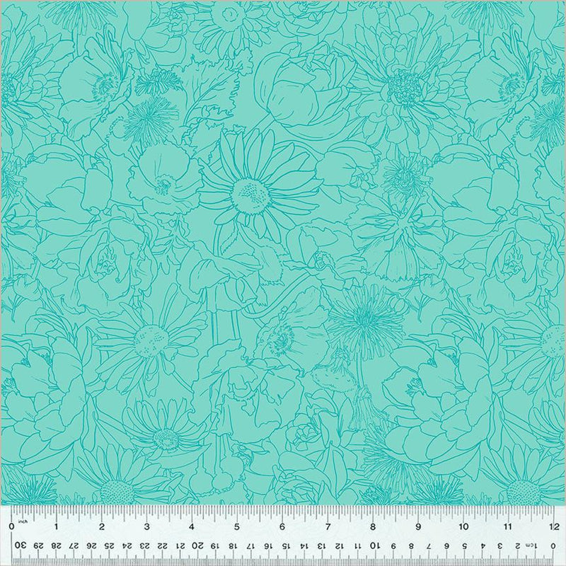 Spring Dreams - Garden Sketch Aqua