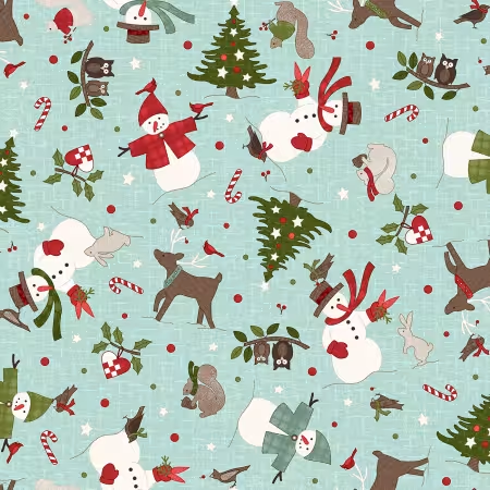 Snowtop Mountain Aqua Christmas Toss Flannel