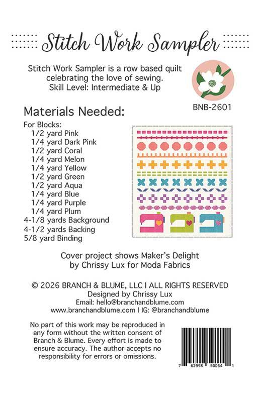 Stitch Work Sampler Quilt Pattern