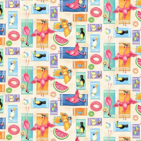 Tropical Bird Bath Poolside Birds