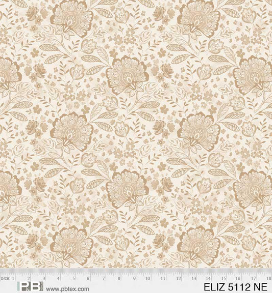 Elizabeth 108" Jacobean Allover Tan