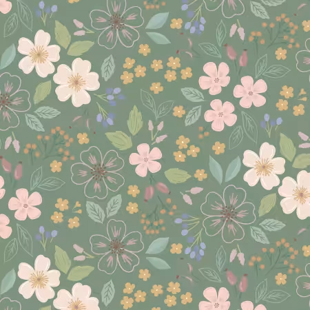 Sky Garden Green Grey Floral
