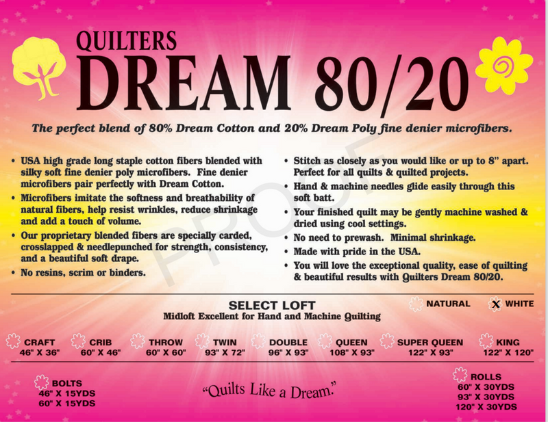 Quilters Dream Batting 80/20 Queen 108" x 93"