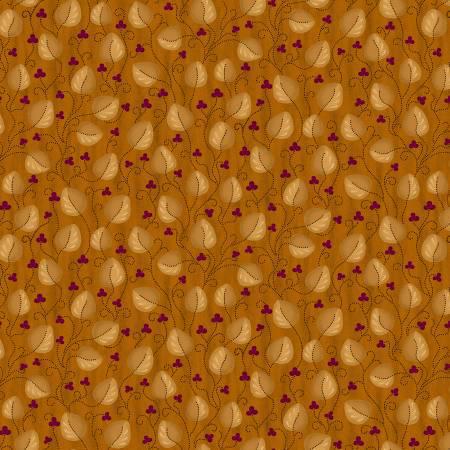 Scrap Basket Orange Meandering Leaves