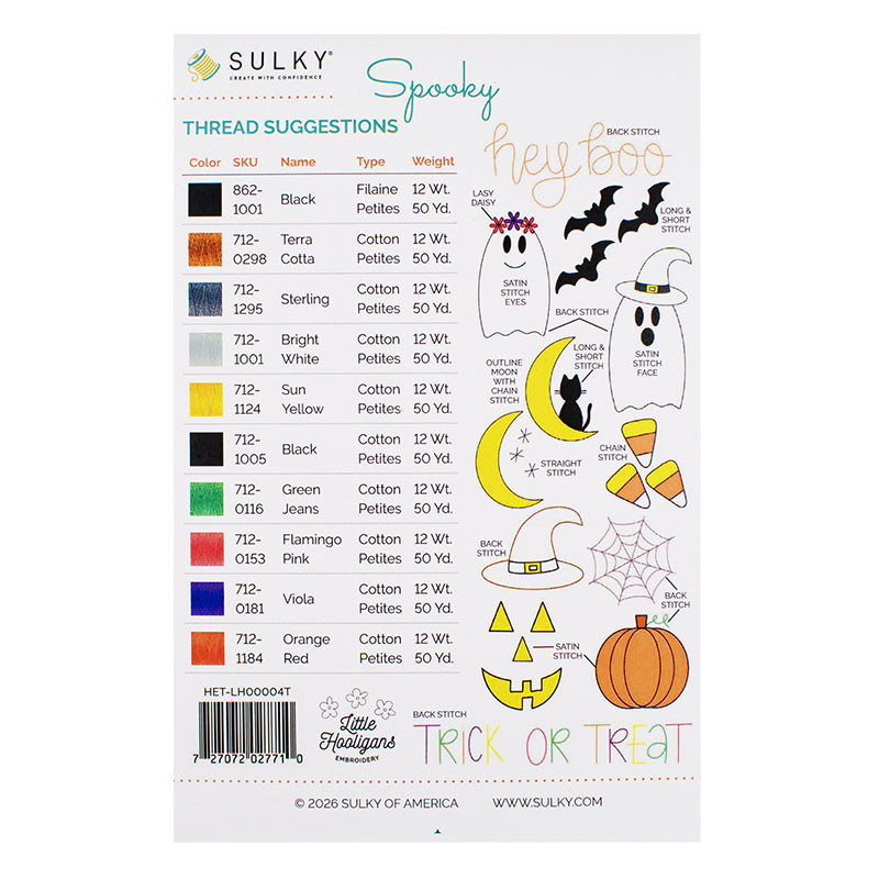 Spooky - Stick ‘n Stitch Transfers + Thread