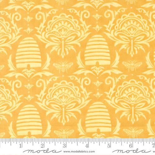 Honey Lavender Daisy Yellow Beeskep Damask