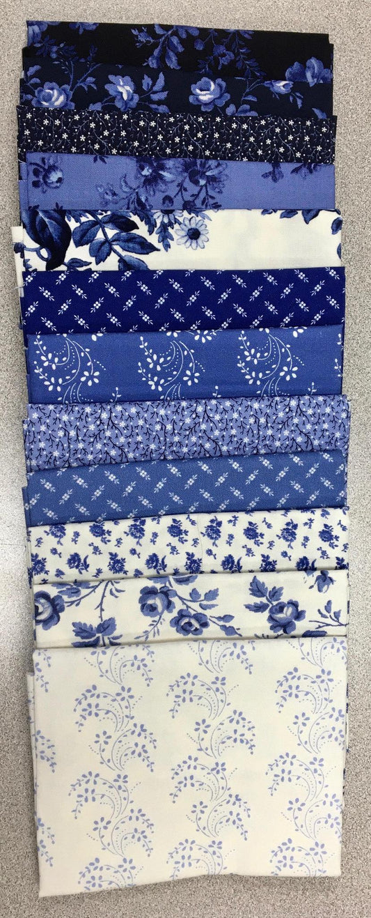 Blue Fat Quarter Bundle of 12