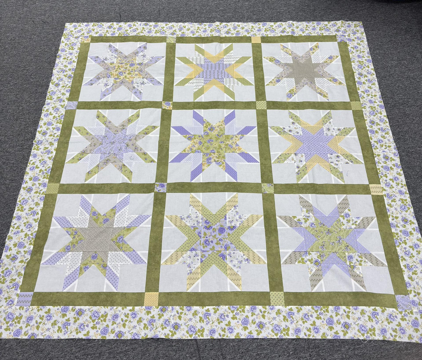 Lavender Stars Quilt Top