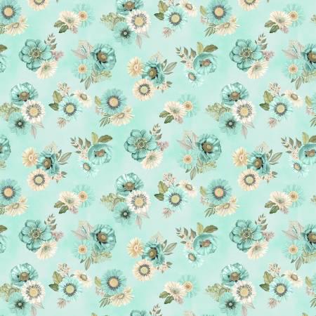 Blissful Teal Floral Toss