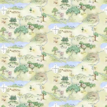 Classic Winnie The Pooh - Lt. Green Map