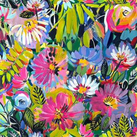 Sunset Meadow Dark Blue Blooms