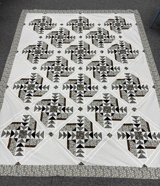 Gray Flying Geese Quilt Top