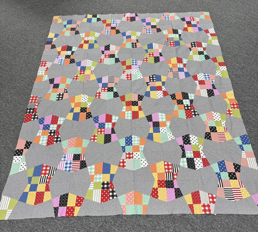 Checkered & Grey Quilt Top