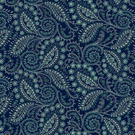 Quiet Grace Swirled Paisley Navy