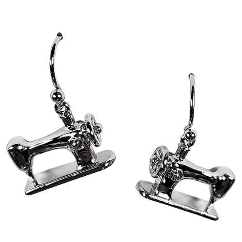 Sewing Machine Silver Earrings