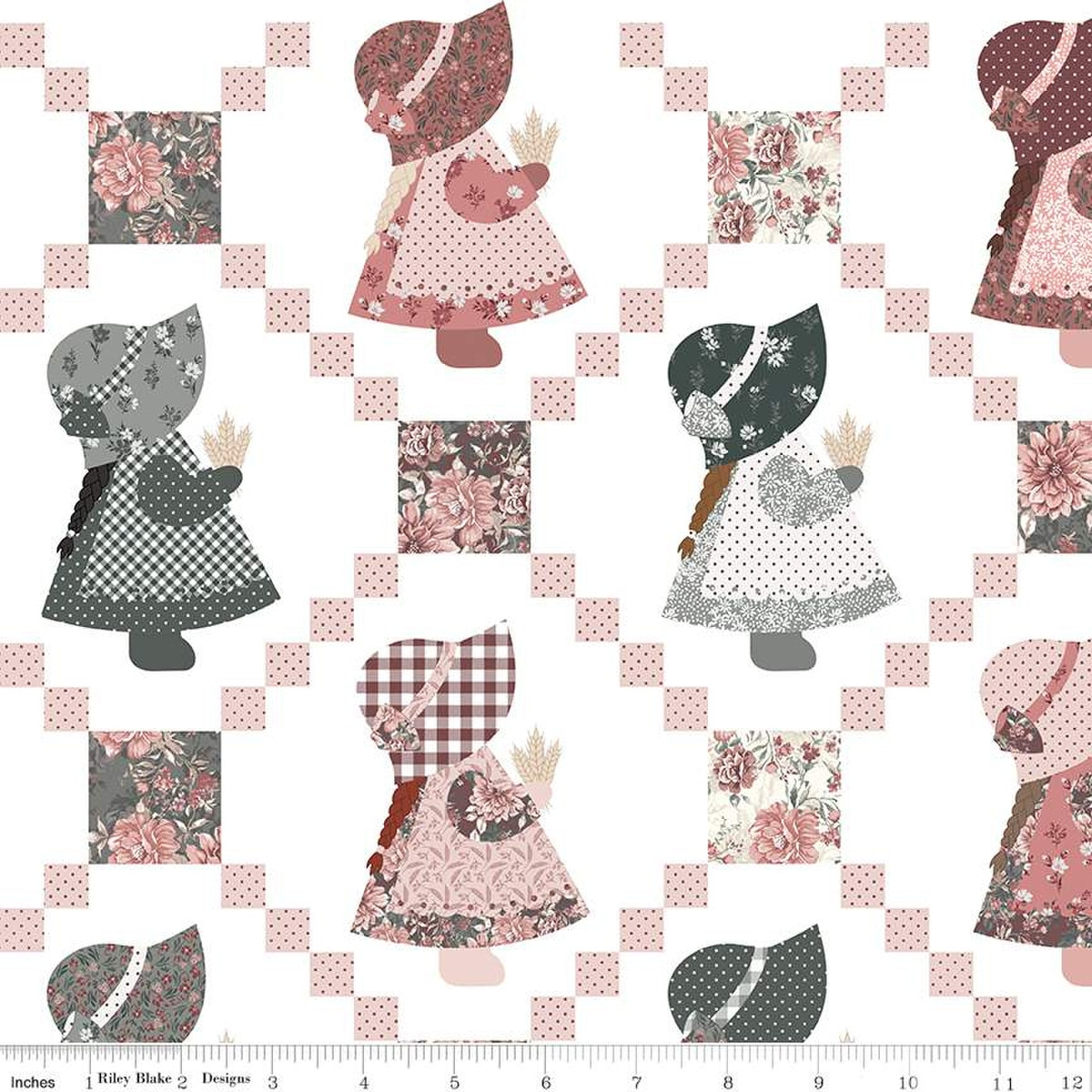 A Walk on the Prairie Sunbonnet Sue White 3-Yard Precut 108" Wide Back