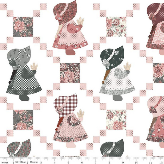 A Walk on the Prairie Sunbonnet Sue White 3-Yard Precut 108" Wide Back