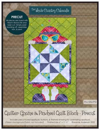 Quilter Gnome & Pinwheel Quilt Block Precut Fused Applique Pack