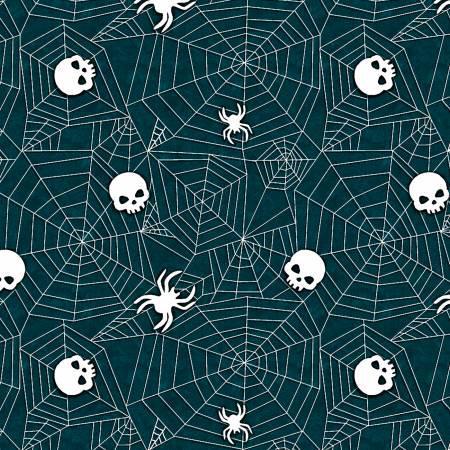 Welcome Foolish Mortals Dk Teal Spiderweb Glow