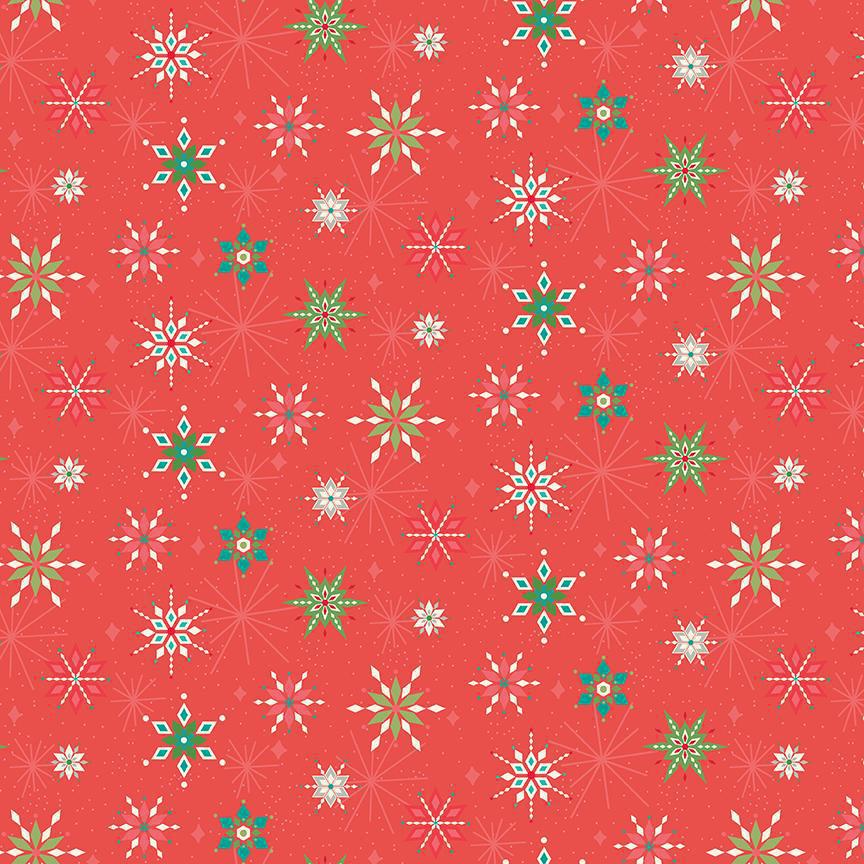 Winter Wonder Green Snowflakes on Red