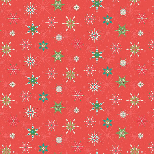 Winter Wonder Green Snowflakes on Red