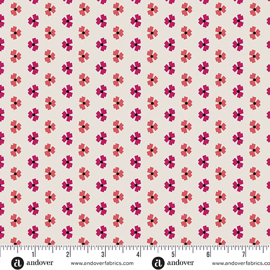 Mystic Meadow Cream Red Abstract Flower