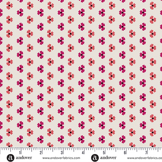 Mystic Meadow Cream Red Abstract Flower