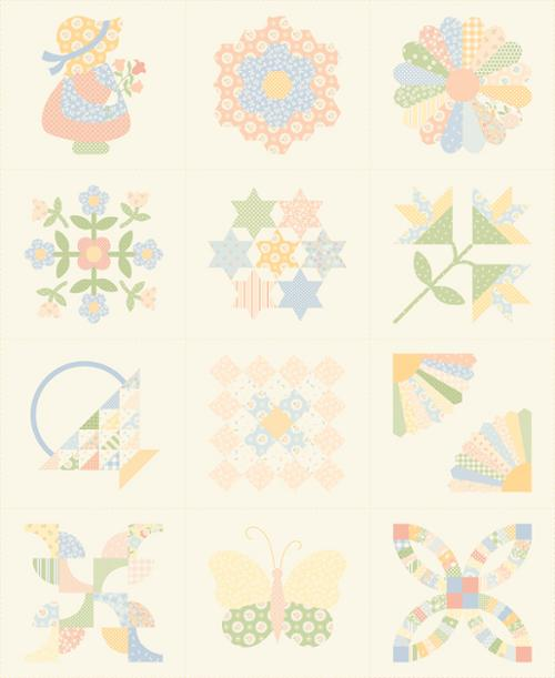 Handmade Sweetness Quilt Blocks 36" x 44" Panel