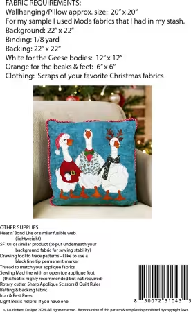 Goosey Christmas Sewing Applique Pattern