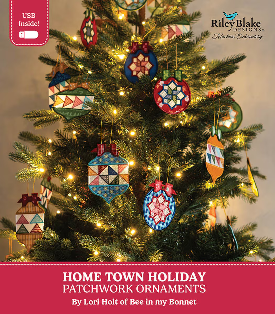 Home Town Holiday Patchwork Ornaments Machine Embroidery