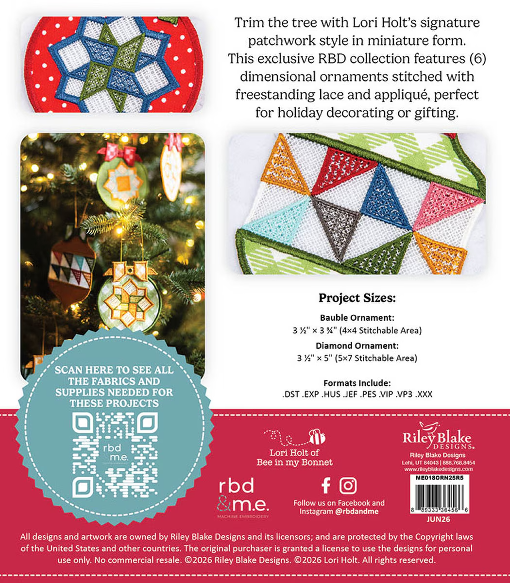 Home Town Holiday Patchwork Ornaments Machine Embroidery