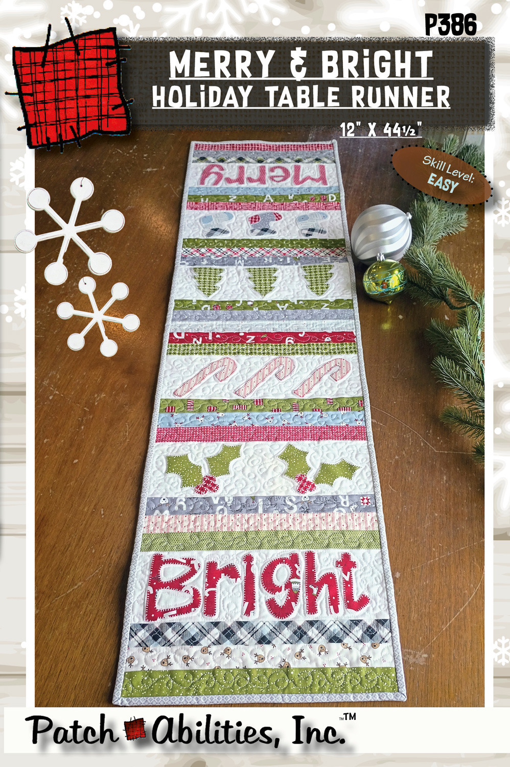 Merry & Bright Holiday Table Runner Pattern