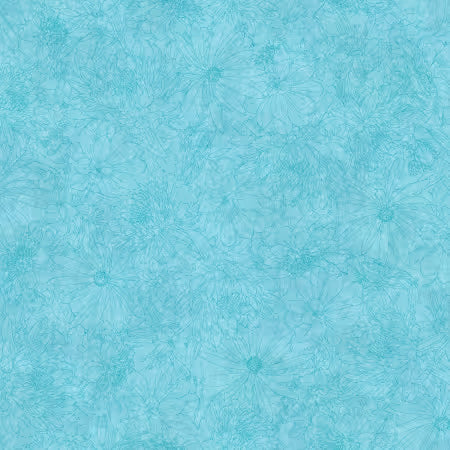 Fine Line Floral 108" Wide Back Soft Aqua