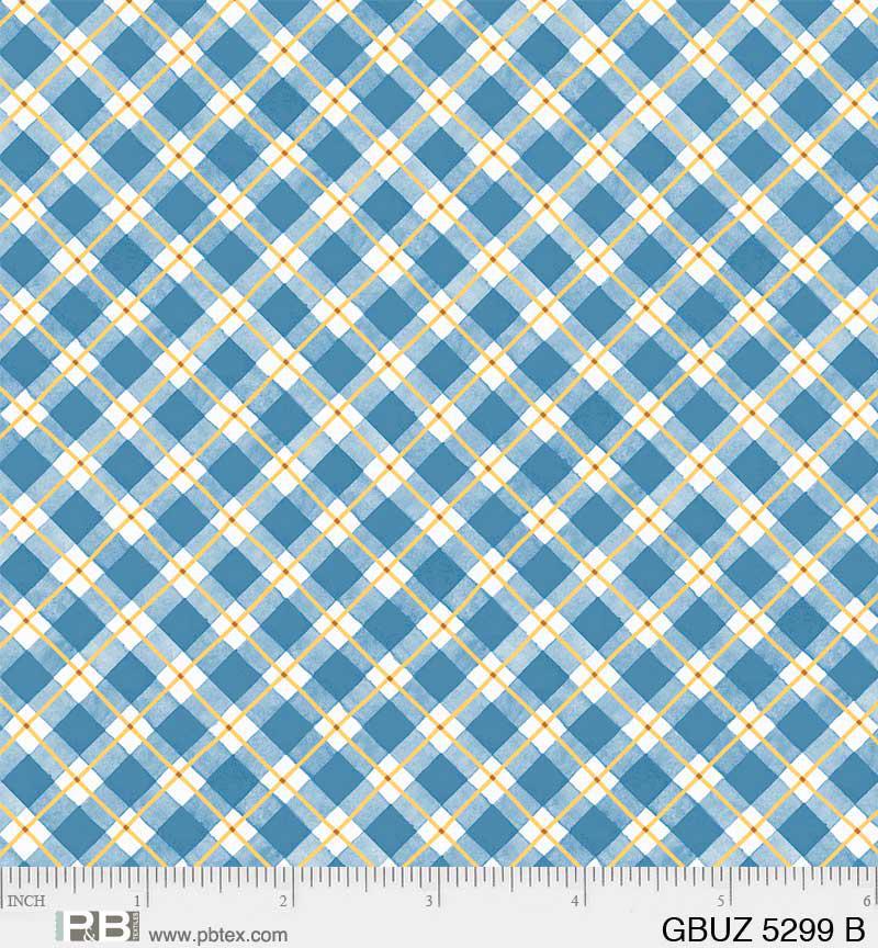 Garden Buzz Blue Plaid