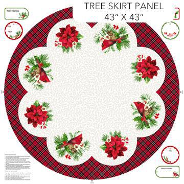 Cardinal Christmas Tree Skirt Panel