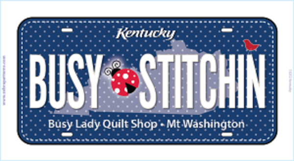 Busy Lady Fabric License Plate