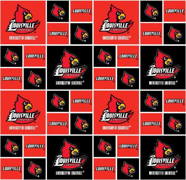 University Louisville Block Fabric